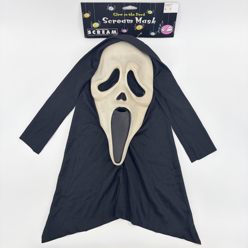 VTG 2000 Scream Ghostface Mask Glow In The Dark T-Stamp Easter Unlimited Fun Wrl